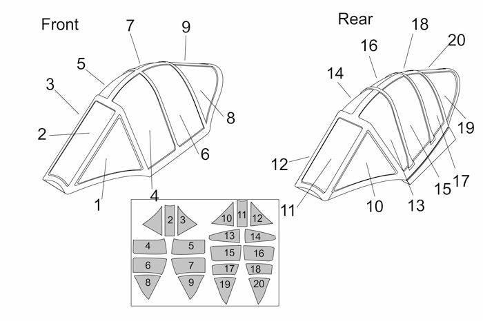 Brengun BRL48130 1:48 Ohka MXY7-K1 KAI two seats version Canopy mask
