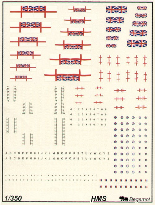 Begemot BT350-005 1:350 Royal Navy/RN flags and markings
