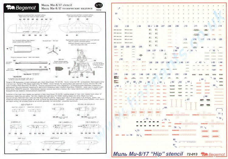 Begemot BT72013 1:72 Mil Mi-8/17 'Hip' stencil
