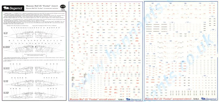 Begemot BT72016 1:72 Mikoyan MiG-25 stencil date x 2 sheets