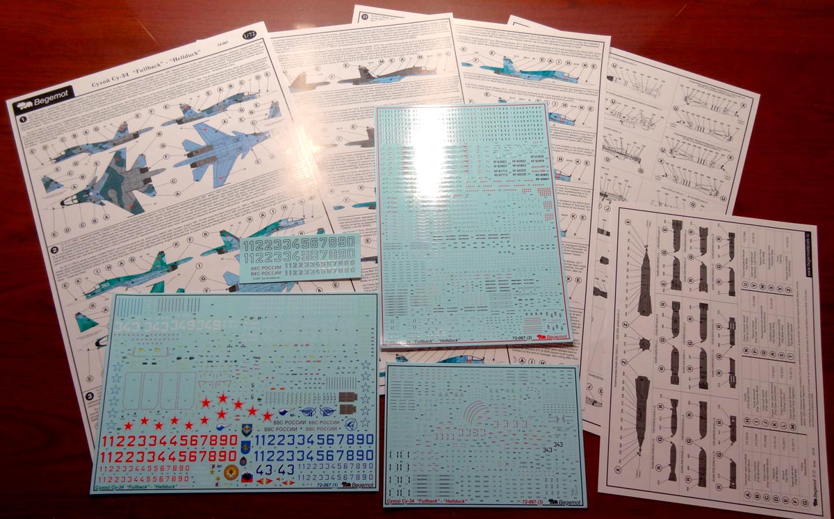 Begemot BT72067 1:72 Sukhoi Su-34 Full Marking Decal Set