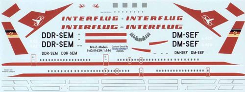 Bra.Z BZD402 1:144 Ilyushin IL-62M Interflug Decals