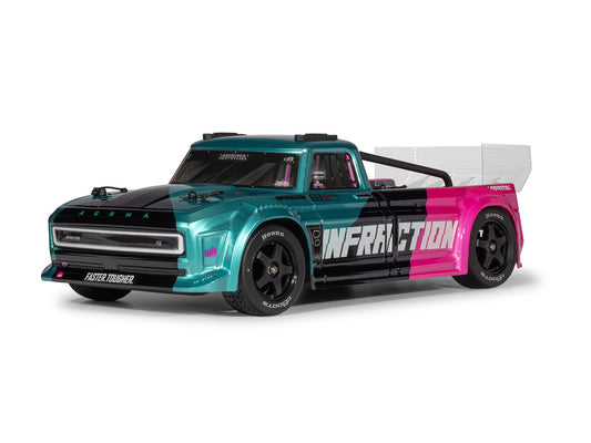 Arrma Infraction 223S DSC 4X4 3S RTR Street Bash 1:8 RC Car - Teal/Pink 4315V4T3