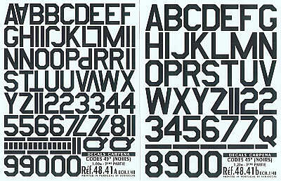 Colorado CA48041 1:48 Black Code Letters and Numbers 45 degree corners 2 sizes