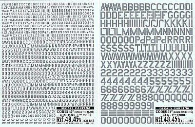 Colorado CA48045 1:48 Grey Code Letters and Numbers Decals