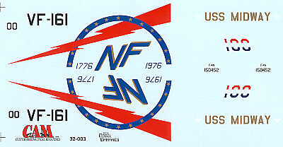 CAM CAM32003 1:32 McDonnell F-4N Phantom VF-161 Bi-Centennial Decals