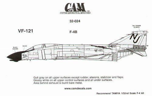 Cam Decals CAM32024 1:32 F-4B Phantom 148422 NJ/119 VF-12