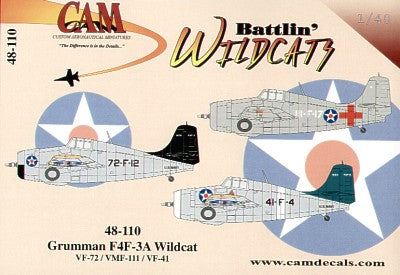 Cam Decals CAM48110 1:48 Grumman F4F-3A Wildcats 1941