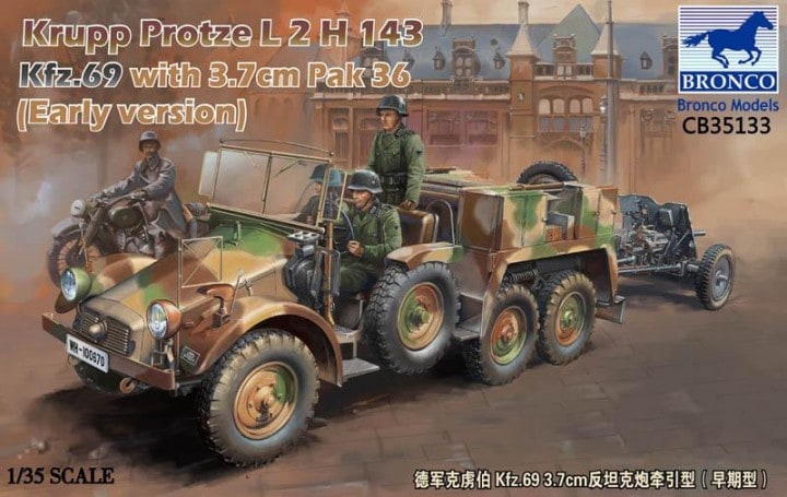 Bronco Models CB35133 1:35 Krupp-Protze Kfz.69 L2 H143 with 3.7cm Pak 36