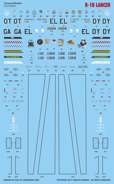 Caracal CD144003 1:144 USAF Rockwell B-1B Lancer Decals