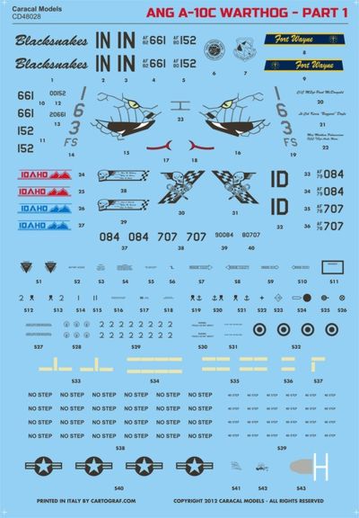 Caracal Models CD48028 1:48 Air National Guard Fairchild A-10C Warthogs