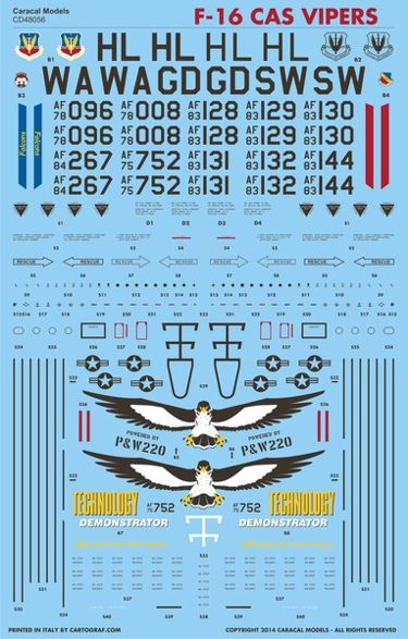 Caracal Models CD48056 1:48 Lockheed-Martin F-16 CAS Vipers: