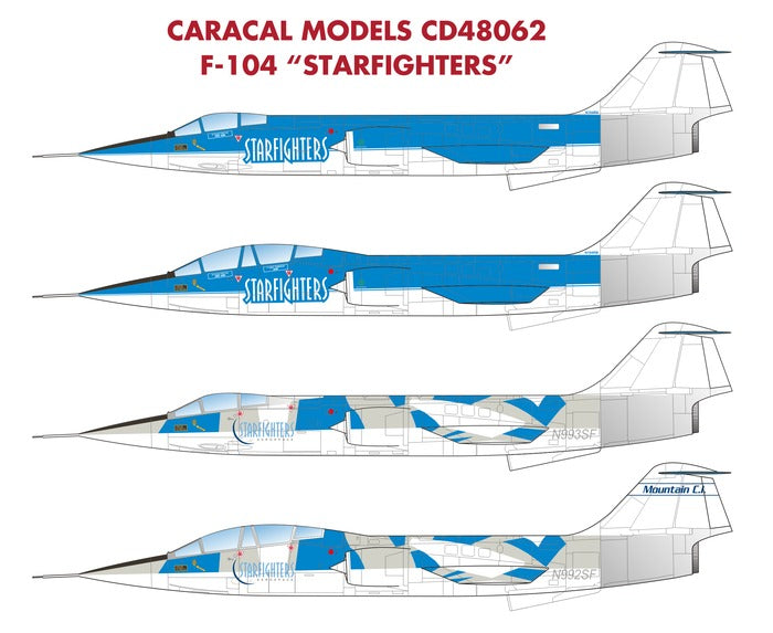Caracal CD48062 1:48 Lockheed F-104 Starfighters Civilian Decals