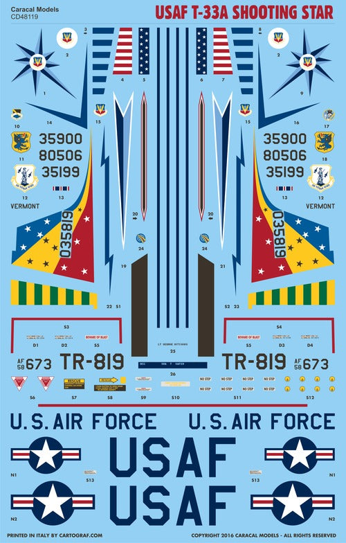 Caracal Models CD48119 1:48 USAF Lockheed T-33A Shooting Star