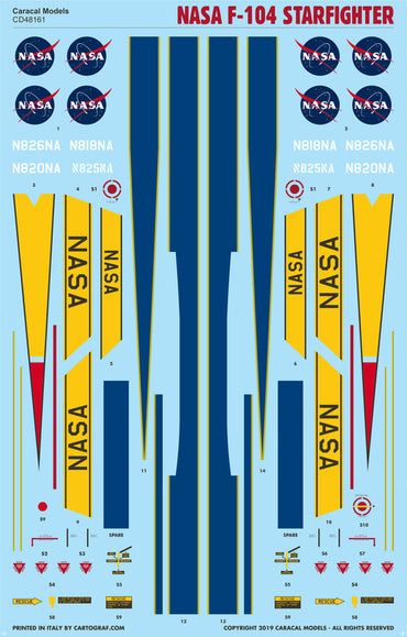 Caracal CD48161 1:48 NASA Lockheed F-104 Starfighter Decals
