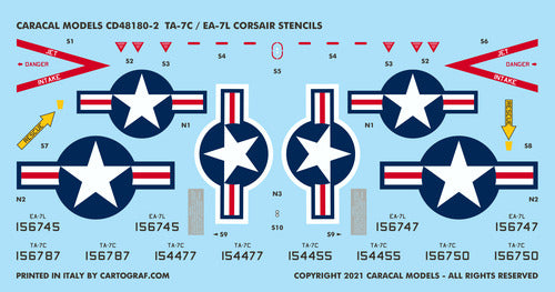 Caracal CD48180 1:48 US Navy LTV TA-7C / EA-7L Corsair Decals