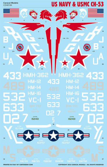 Caracal CD48184 1:48 Sikorsky CH-53 USN & USMC Decals