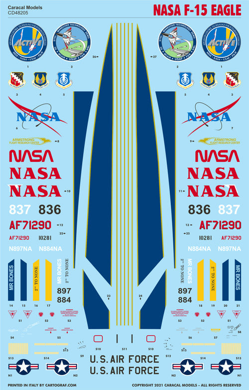 Caracal CD48205 1:48 McDonnell F-15C Eagle USAF & NASA Decals