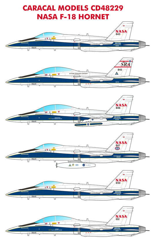 Caracal CD48229 1:48 NASA McDonnell-Douglas F-18 Hornet Decals