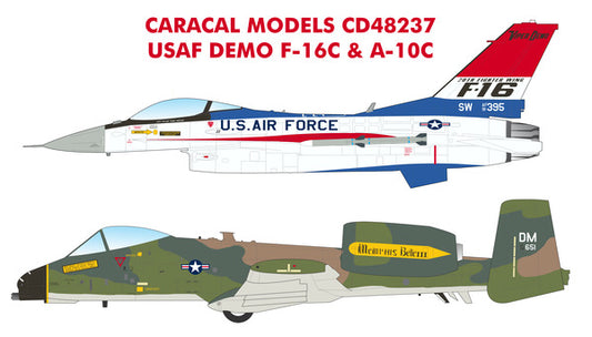 Caracal CD48237 1:48 USAF Demo F-16C & A-10C 2024 Decal Set