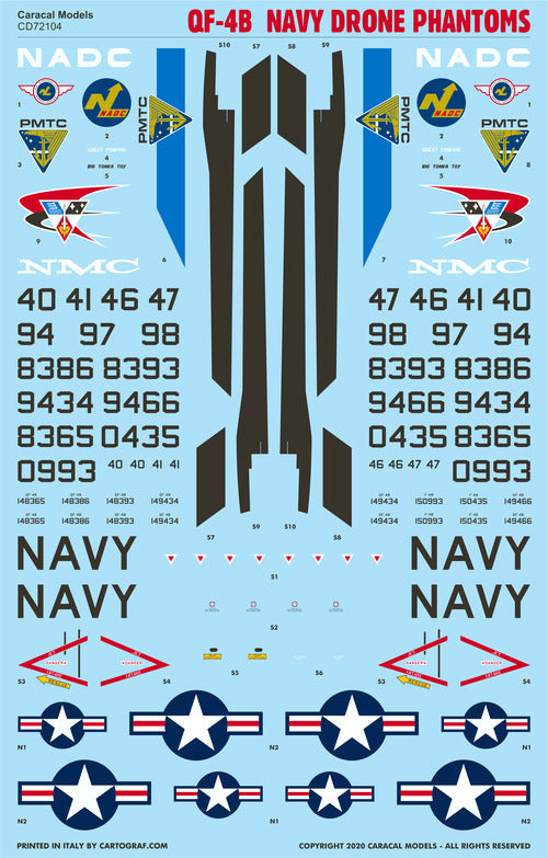 Caracal CD72104 1:72 McDonnell QF-4B Navy Drone Phantom Decals
