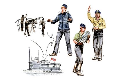 CMK CMF72184 1:72 3 x gun crew figures for U-VII Atlantic version