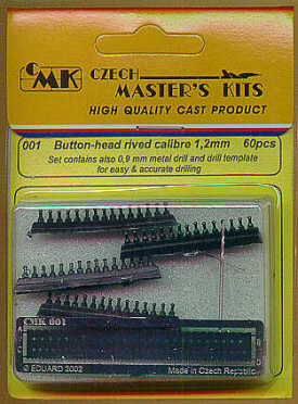 CMK CMK001 1:35 Button-head Rivets 1.2mm x 60 with Template