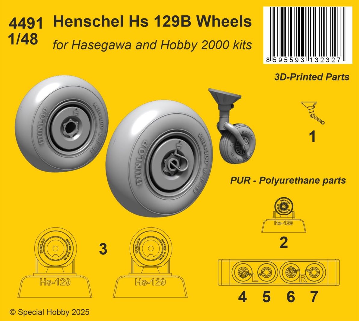 CMK/Czech Master Kits CMK4491 1:48 Henschel Hs-129B main and tail wheels