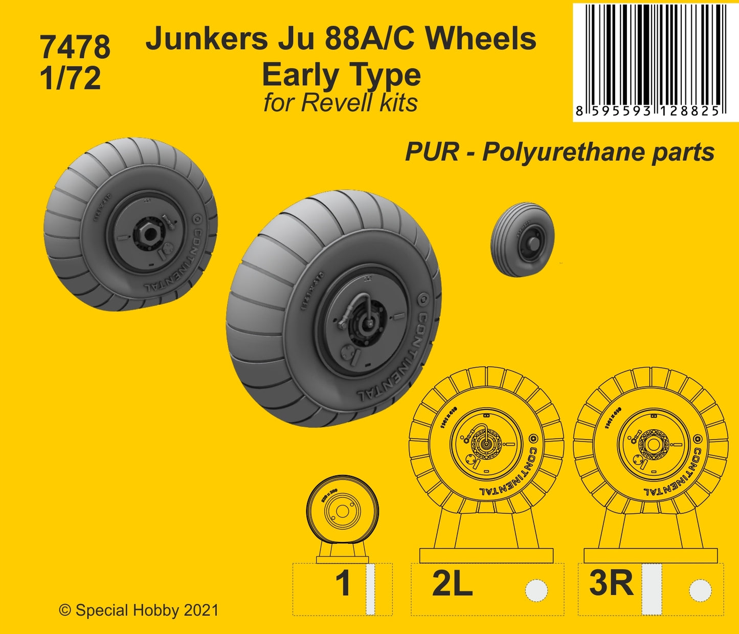 CMK/Czech Master Kits CMK7478 1:72 Junkers Ju-88A/C Wheels Early Type