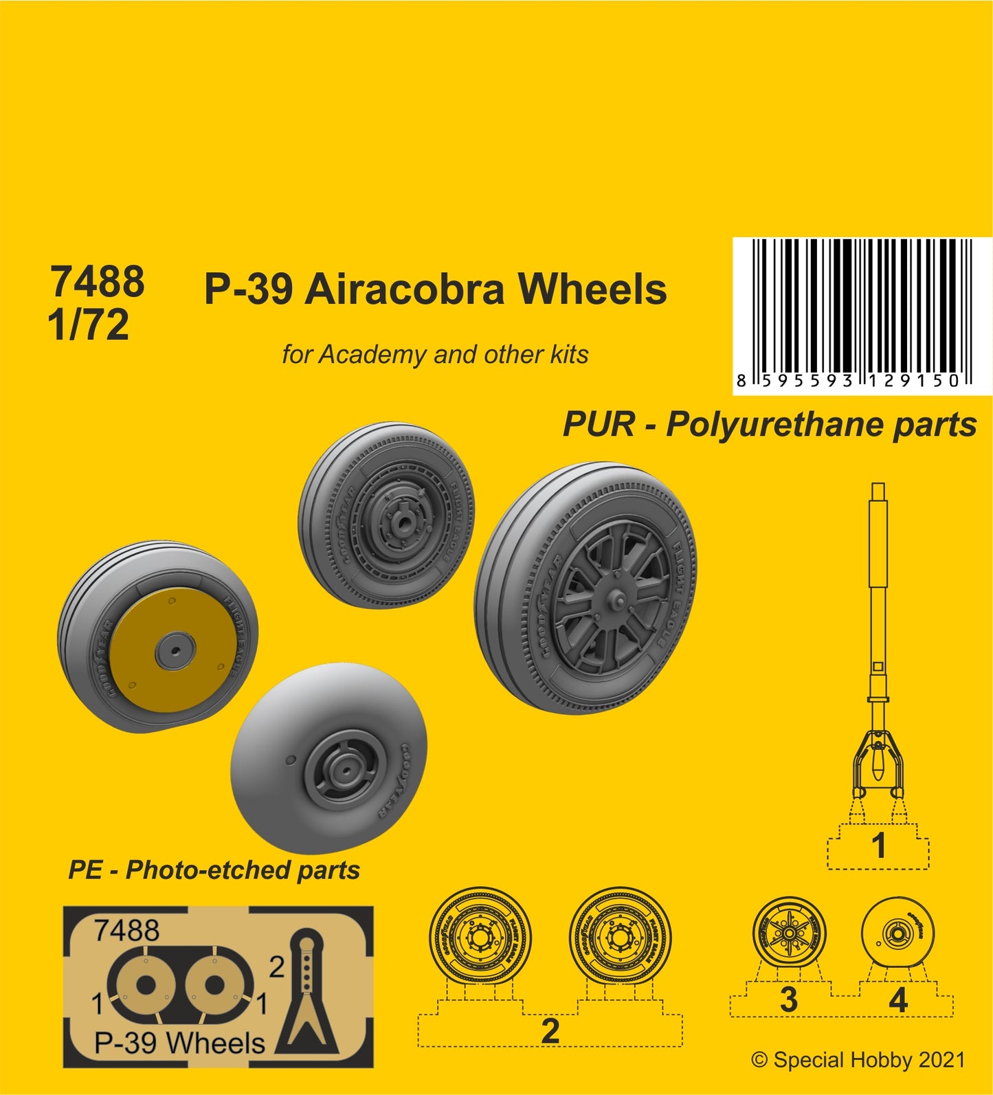 CMK CMK7488 1:72 Bell P-39 Airacobra wheels etched details
