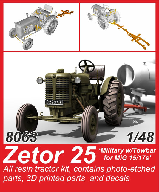 CMK CMK8063 1:48 Zetor 25 Military Tractor with MiG-15/17 Towbar
