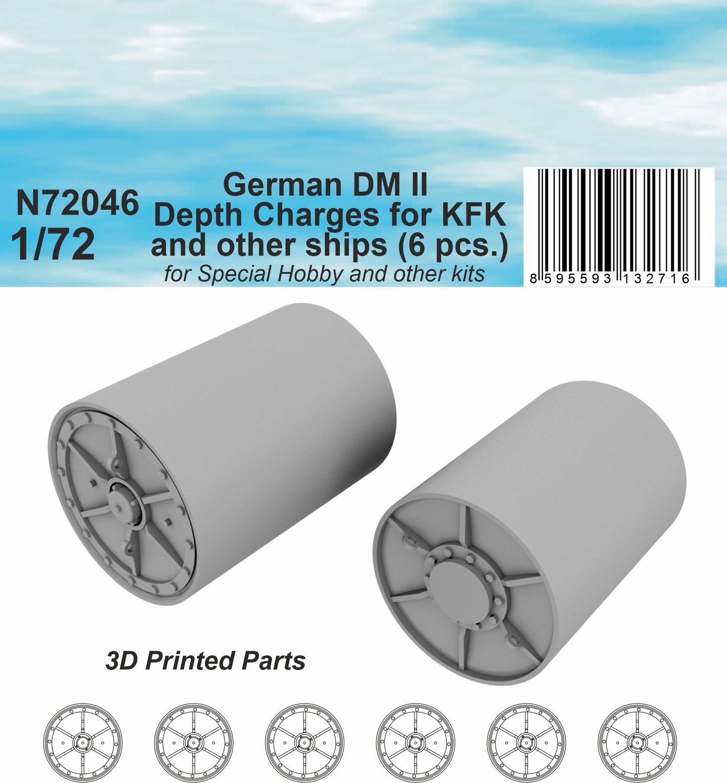CMK/Czech Master Kits CMKN72046 1:72 German DM II Depth Charges