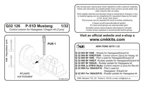 CMK/Czech Master Kits CMQ32126 1:32 North-American P-51D Mustang Control column