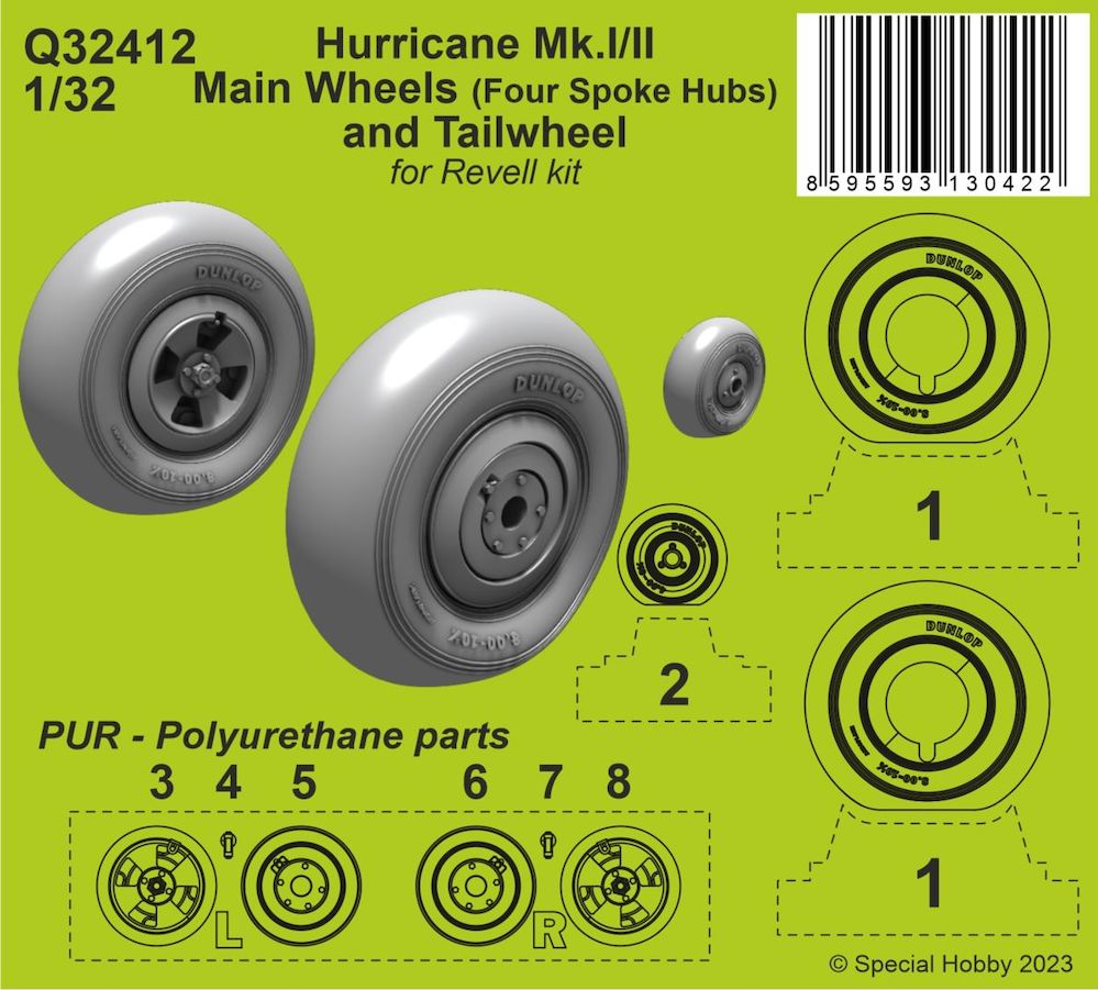 CMK/Czech Master Kits CMQ32412 1:32 Hawker Hurricane Mk.I/II Main Wheels