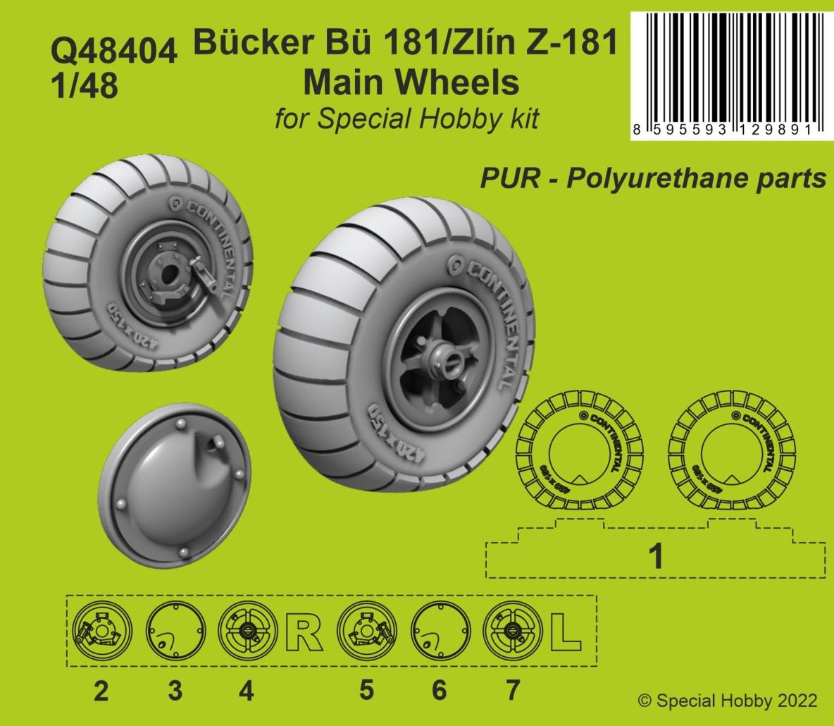 CMK/Czech Master Kits CMQ48404 1:48 Bucker Bu-181/Zlin Z-181 Main Wheel