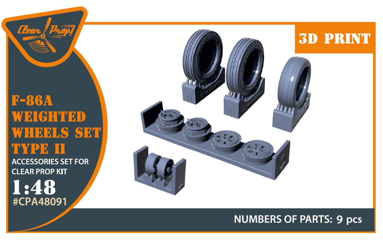 Clear Prop CPA48091 1:48 F-86A Sabre 3D-Printed Weighted Wheels Type 2