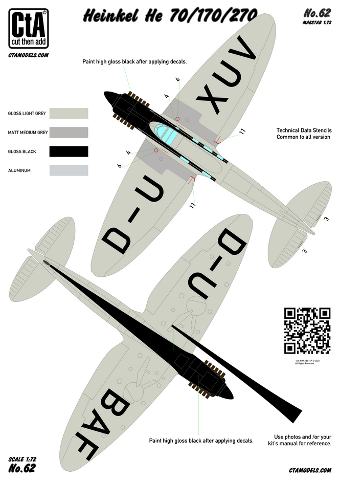 CtA Cut then Add CTA-062 1:72 Heinkel He-70 /He-170 / He-270