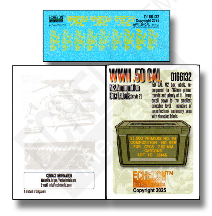 Echelon FD D166132 1:16 WWII .50 CAL M2 ammo box labels