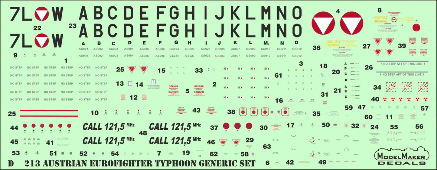 Model Maker Decals D32213 1:32 Austrian Eurofighter Typhoon generic set