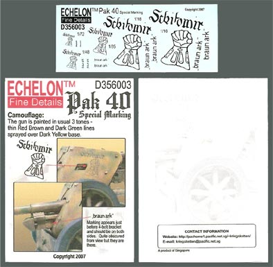 Echelon FD D356003 1:35 Pak 40 Special Marking 5 scaled decals in one set