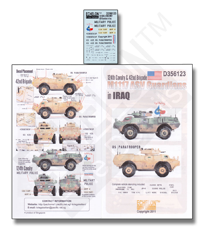 Echelon FD D356123 1:35 124th CAV & 42nd BDE M1117 ASVs in Iraq