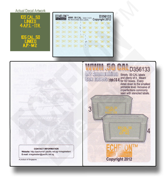 Echelon FD D356133 1:35 WWII .50 CAL ammo box labels