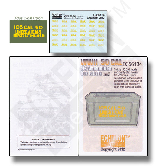Echelon FD D356134 1:35 WWII .50 CAL ammo box labels