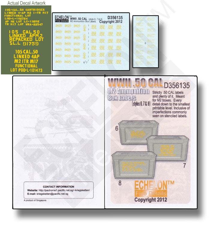 Echelon FD D356135 1:35 WWII .50 CAL ammo box labels