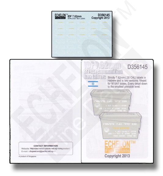 Echelon FD D356145 1:35 IDF 7.62mm M19A1 ammo box labels