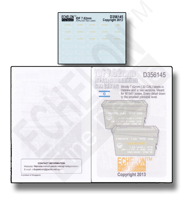 Echelon FD D356145 1:35 IDF 7.62mm M19A1 ammo box labels