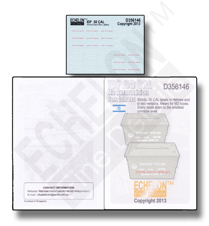 Echelon FD D356146 1:35 IDF.50 CAL M2 ammunition box labels