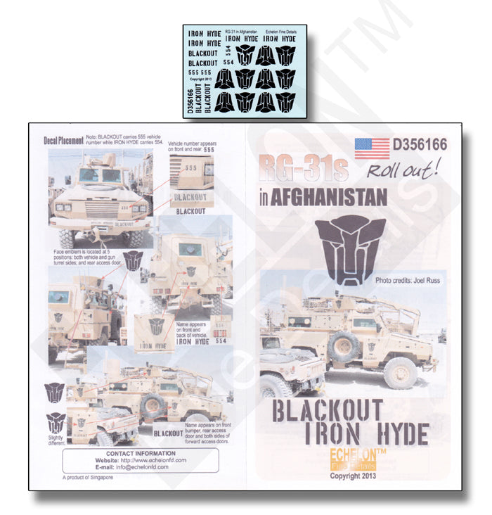 Echelon FD D356166 1:35 RG-31s in Afghanistan