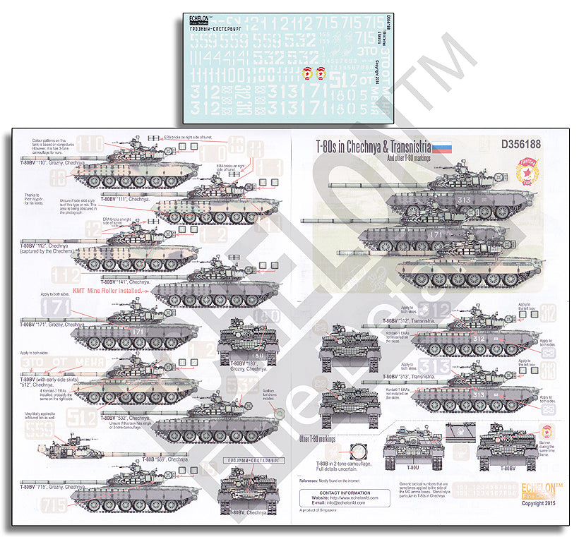 Echelon FD D356188 1:35 Soviet T-80BV in Chechnya & Transnistria