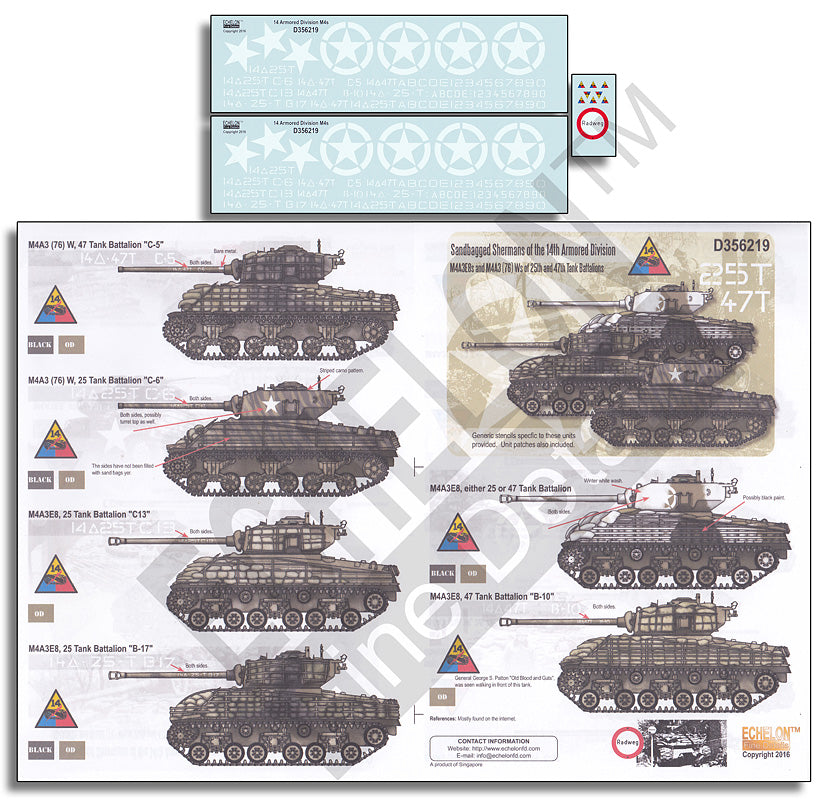 Echelon FD D356219 1:35 Sandbagged Shermans of the 14th Armored Division